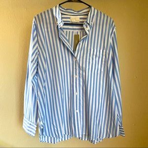 J Crew | White & Blue Striped Button Down Women’s New With Tags